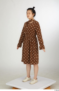 Aera brown dots dress casual dressed standing white oxford shoes…